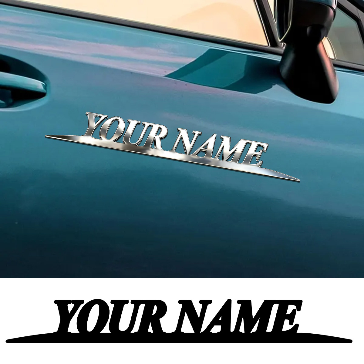 Car Accessories Gifts - Металлические модные наклейки YOUR NAME, индивидуальный