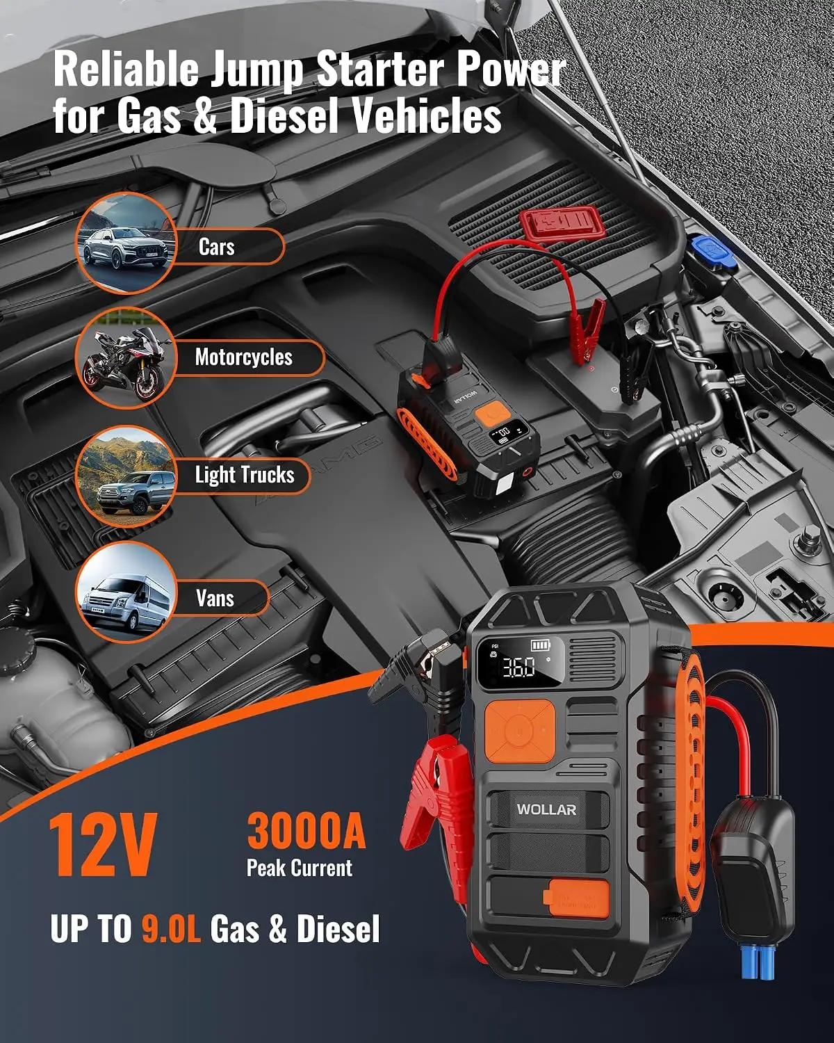 Пуско-зарядное устройство 3000 – обзор и цена Portable Jump Starter